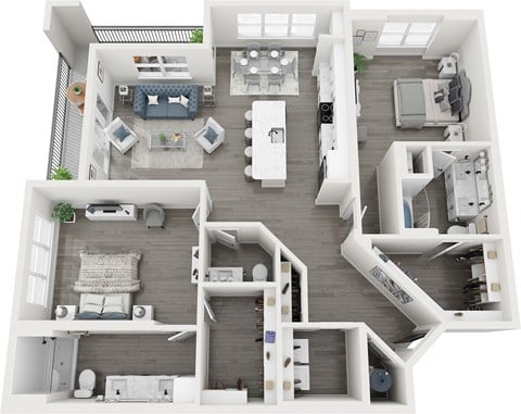 Floor plan for 2 beds, 2.5 baths, 1565 sqft